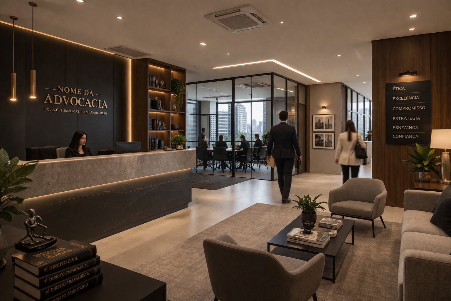 Interior do escritório Nome da Advocacias
